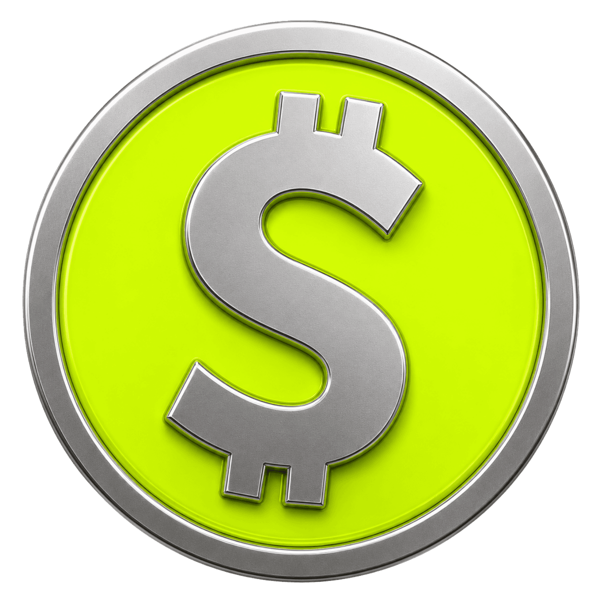 Front-facing lime and silver STASH coin